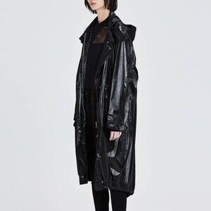 MO&CO Designer Drawstring Slogan patent Trench coat size S 970$